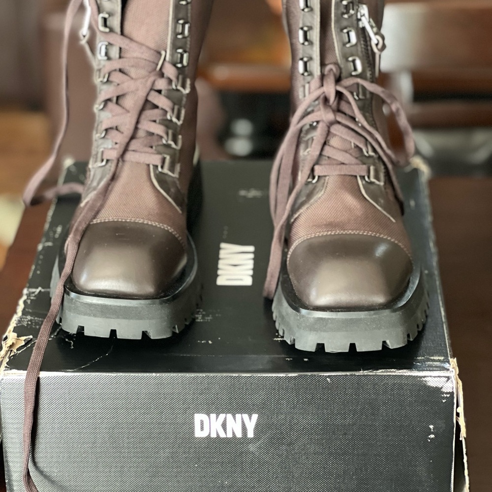 DKNY Dark Brown Combat Boots